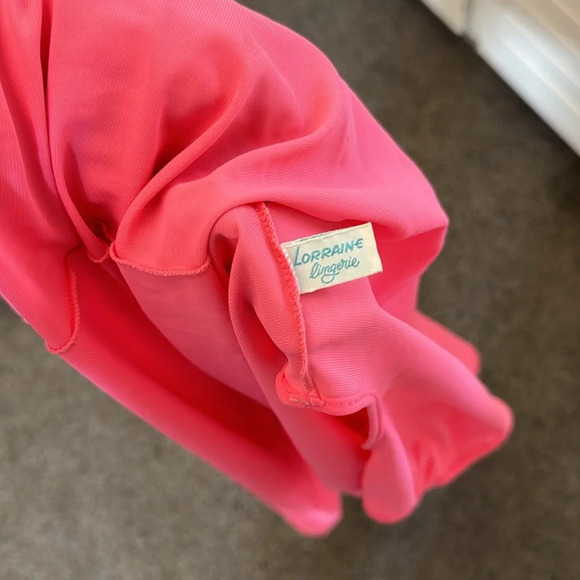 Vtg LORRAINE Hot Pink Gold Metallic  Lingerie Nightgown medium - Picture 6 of 8